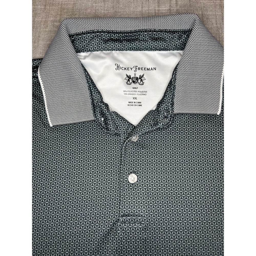 Hickey Freeman Golf Mens XXL Polo Shirt Gray Geometric Print HEST861C0001 XXL - Picture 2 of 10